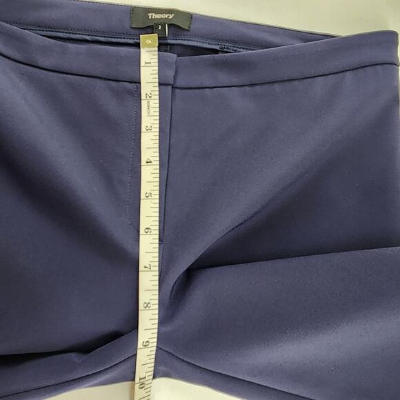 Theory Classic Skinny Ankle Pants Womens 2 Navy Blue Mid Rise Nylon Stretch Luxe - Picture 9 of 11